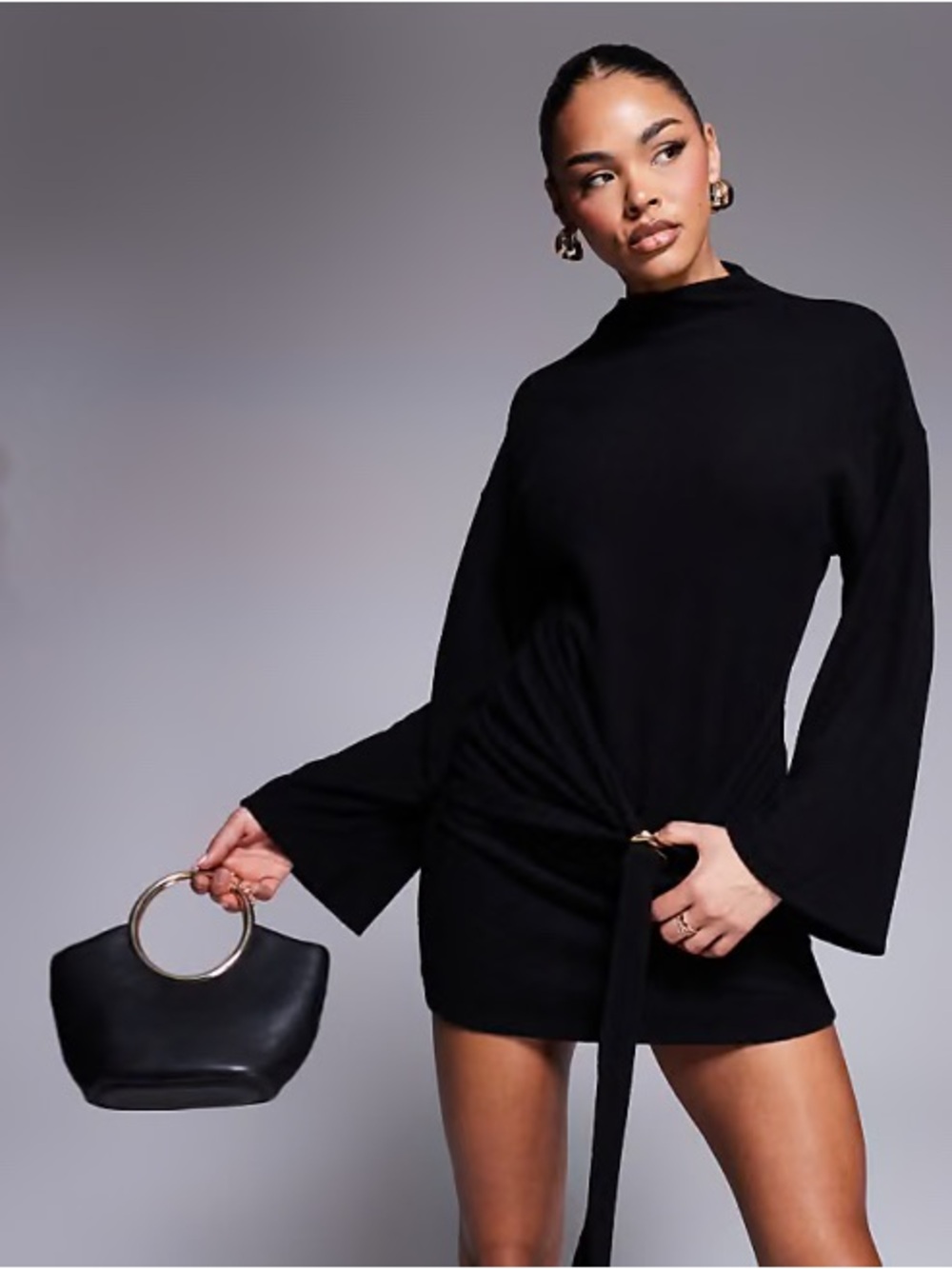 ASOS Design Slinky Belt Detail Cinch Dress - Picture 2 of 7